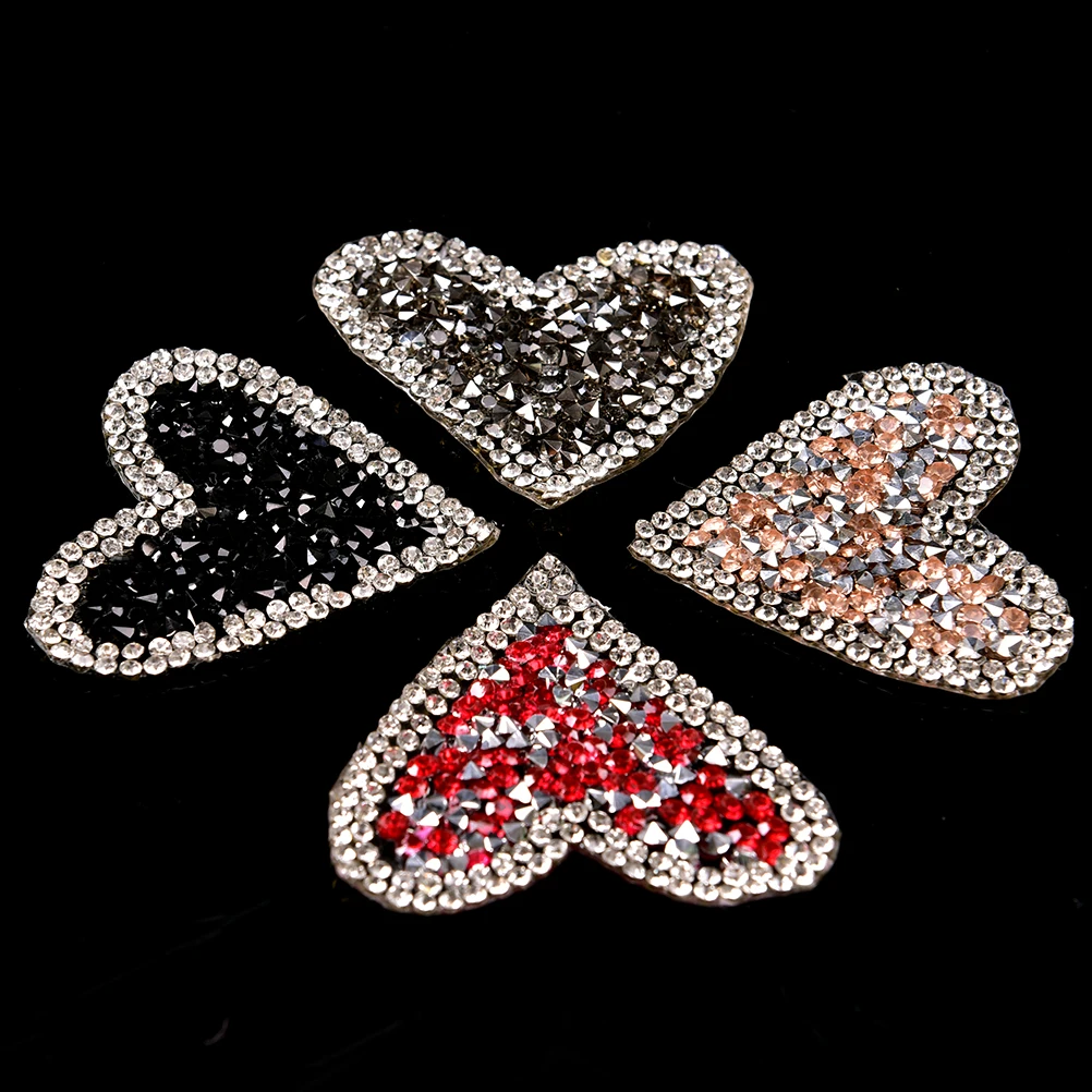 Горячие 1 шт. ручной работы нашивки со стразами и бисером для одежды сердце