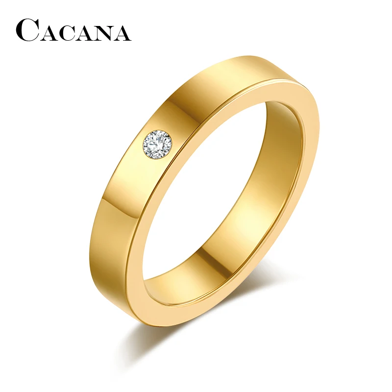 

CACANA Stainless Steel Rings For Women Simplicity Cubic Zirconia Fashion Jewelry Wholesale NO.R60