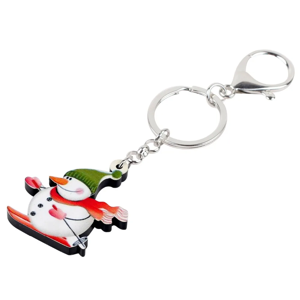 Bonsny Acrylic Christmas Snowman Key Chains Pendant Navidad Decoration Jewelry For Women Girl Gift Bag Car Charms Wholesale | Украшения и