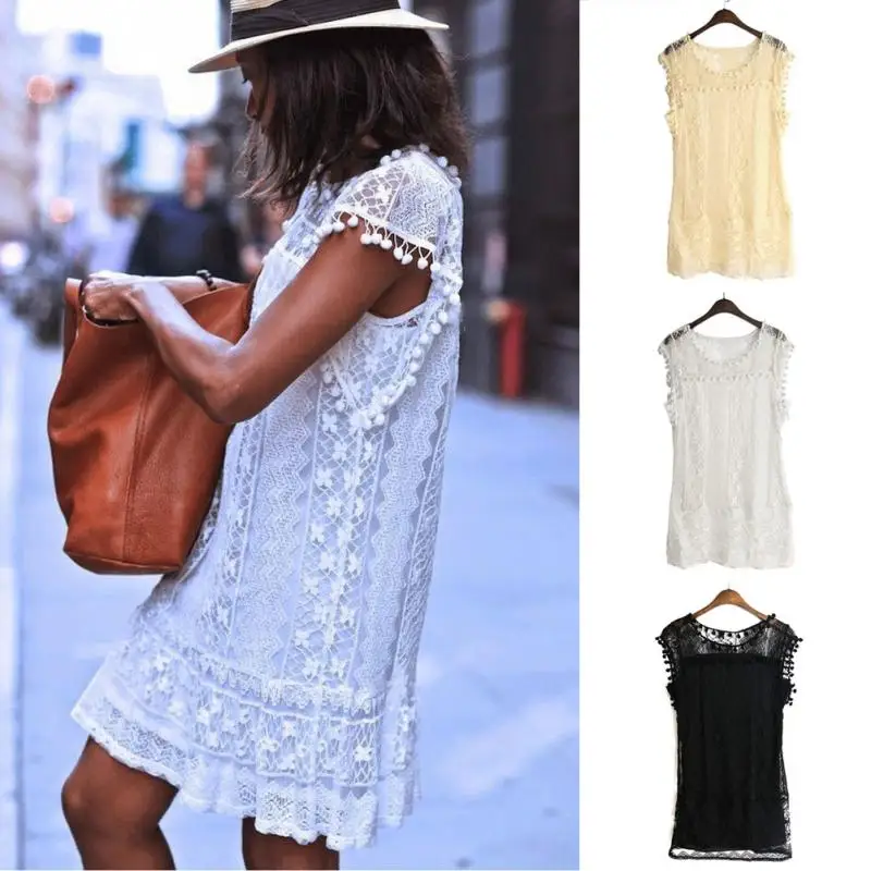 Летние пикантные пляжные платья для женщин Повседневное без рукавов короткое
