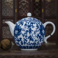 chinese kung fu tea pottery and porcelain teapot jingdezhen green flower porcelain glaze under glaze office to make tea 280ml