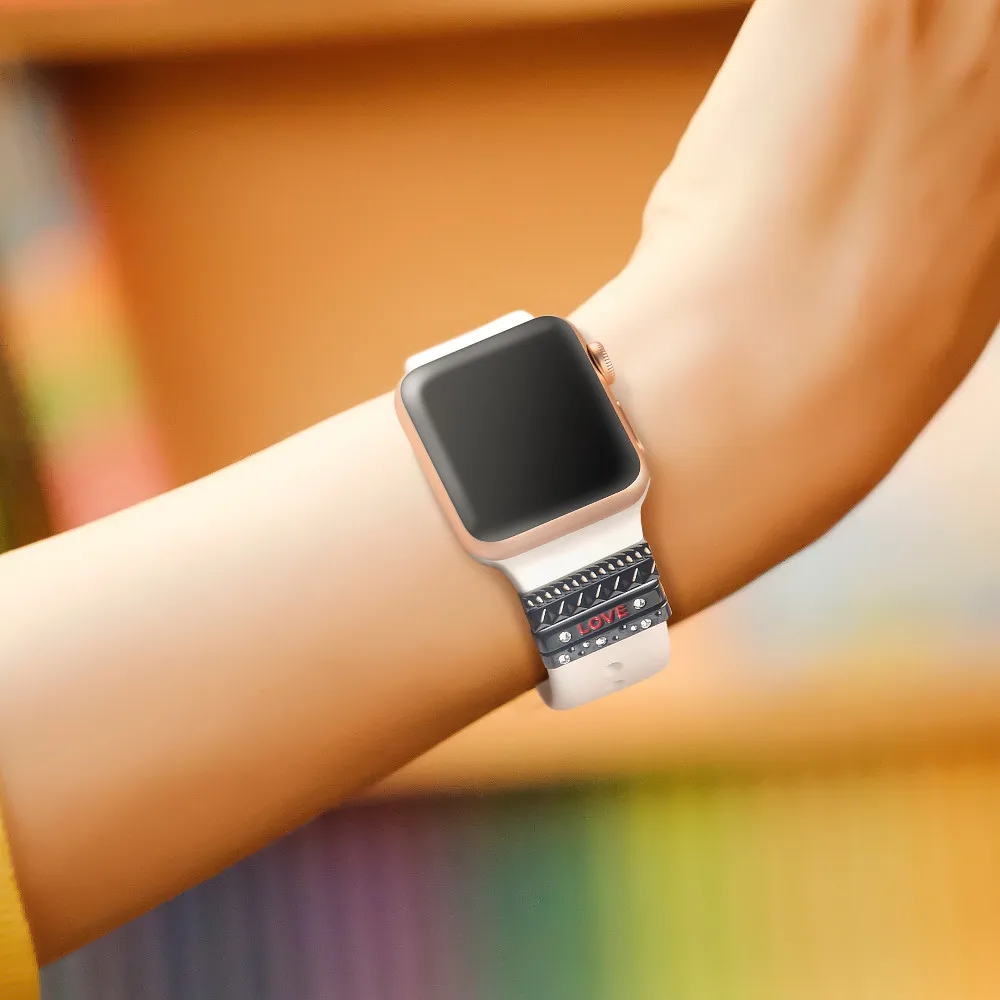 Декоративное кольцо для Apple Watch группа 38 мм 40 оригинальный ремешок из силикона