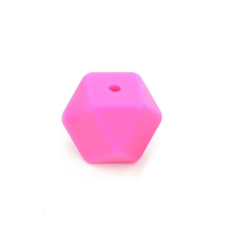 violet red 50 шт./лот 14 мм шестигранные мини-бусины меньшего размера прорезиненное Силиконовое ожерелье для прорезывания зубов, прорезывания зубов, Детские Прорезыватели BPA безопасные шарики - Цвет: violet red
