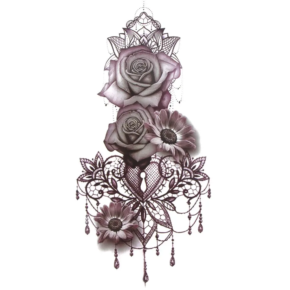 2 шт. фиолетовые розы ювелирные изделия Переводные татуировки наклейки для