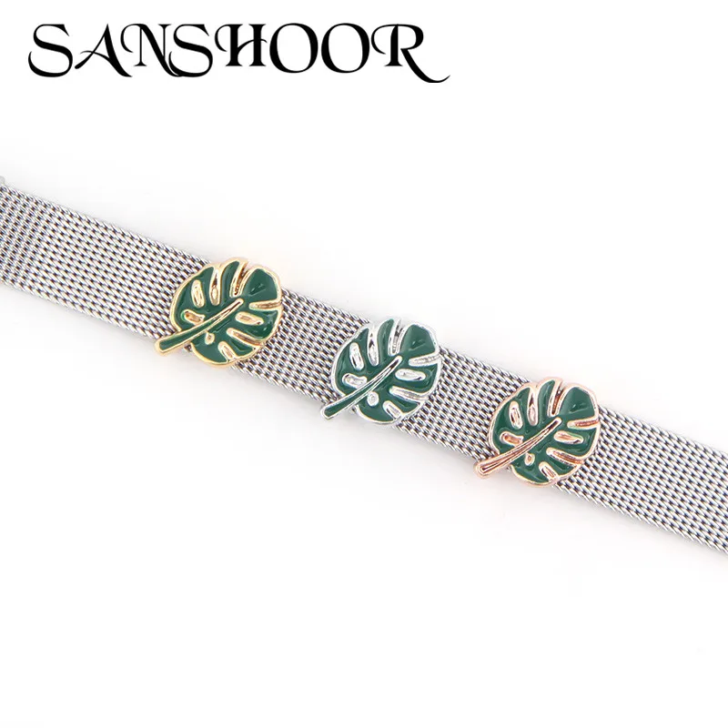 Оригинальный дизайн SANSHOOR PHILODENDRON шармы для слайдов размером 10 мм Женский сетчатый