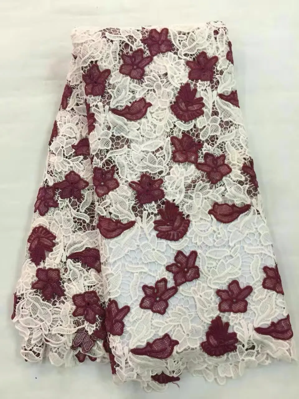 

High Quality Nigeria Cord Lace Fabric Embroidered African Guipure Lace For Wedding Party Dress Water Soluble Lace Fabric KR1246