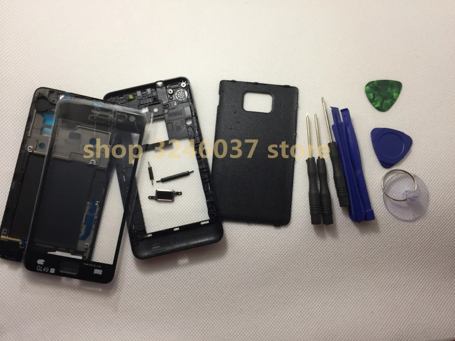 Полное покрытие корпуса для samsung Galaxy S2 I9100 (лицевая панель/средняя рамка + Задняя