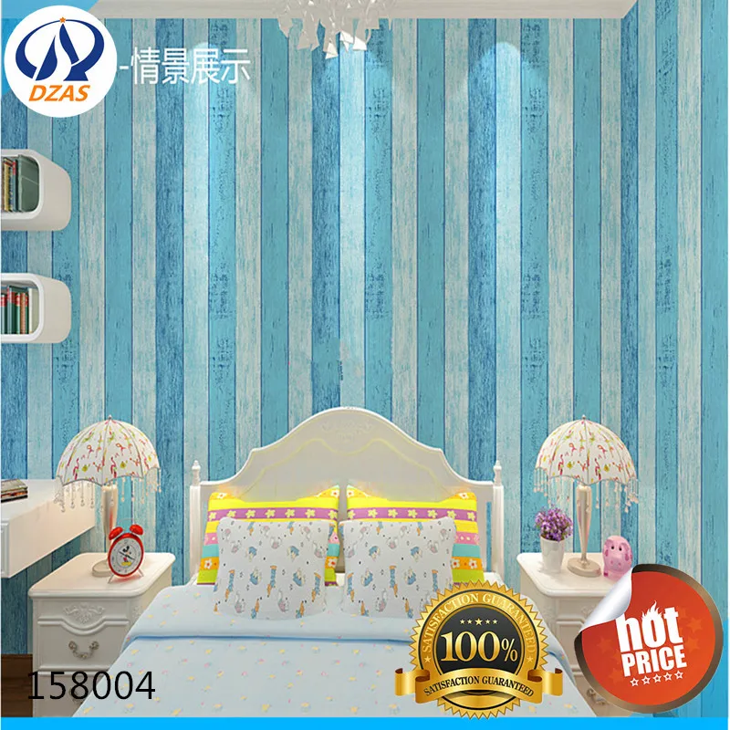 

Mediterranean Blue imitation wood wallpaper restaurant shop decoration wall clothing store engineering ZMH-wood wallpaper