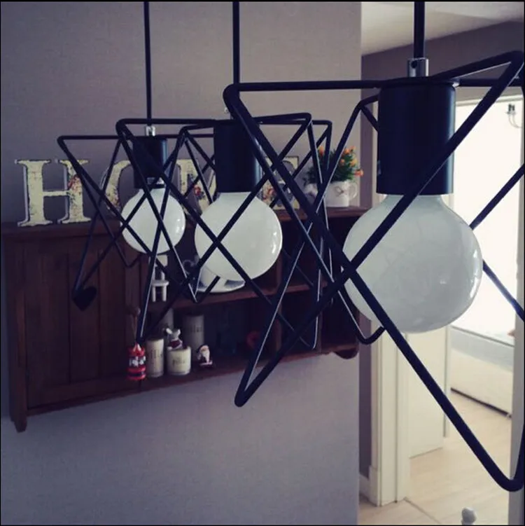 

Vintage retro pendant lamp metal M cage lampshade lighting hanging light fixture