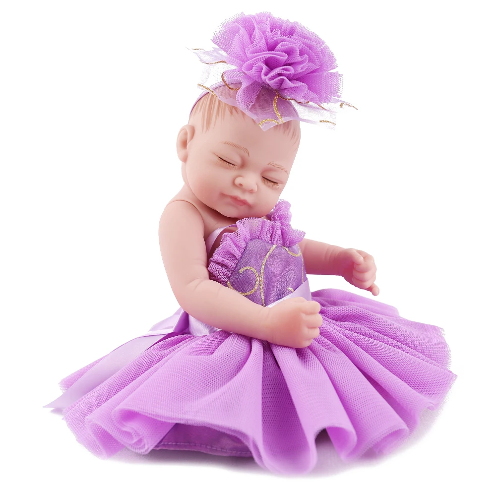 Кукла NPK Reborn Baby Mini 10 дюймов фиолетовое платье для девочек Акционная коллекция