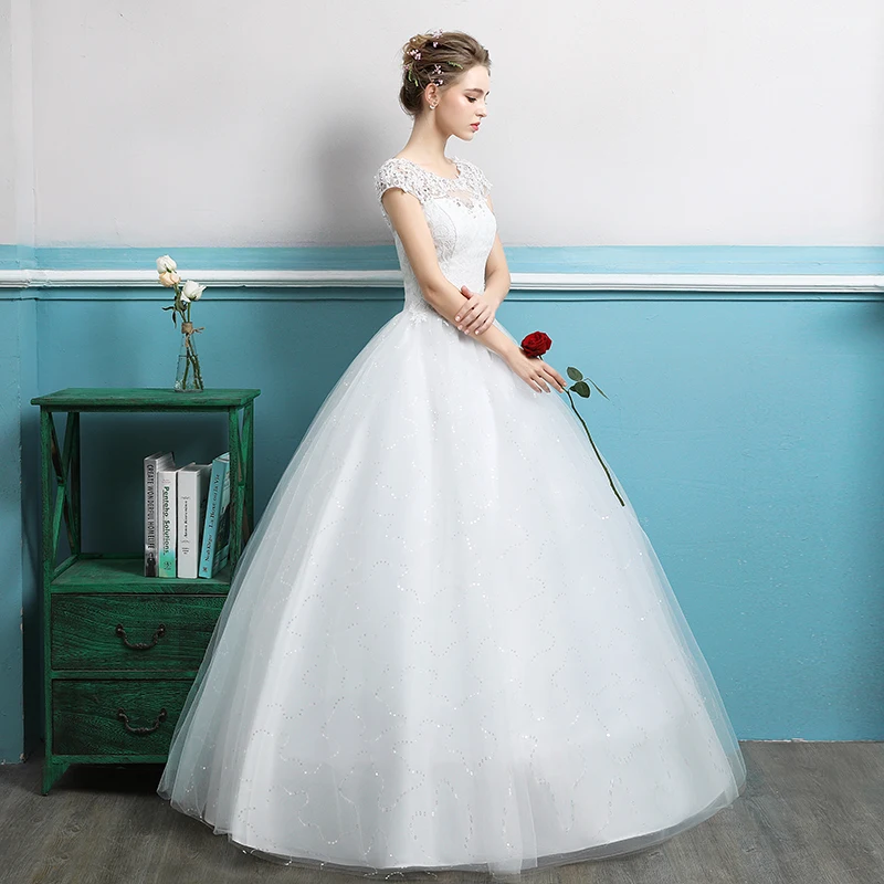 Elegant Scoop Neck Beading Lace Up Vestidos De Novia Crystal Backless A-line Maxi Wedding Dresses Robe Marriage Bridal Gowns | Свадьбы и