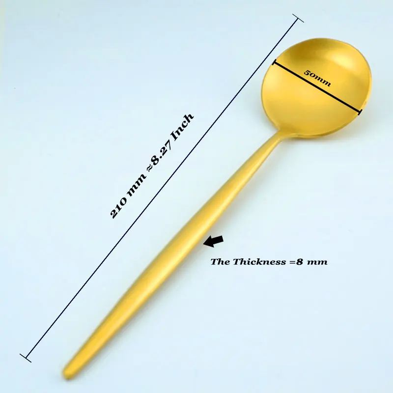 Dinner Spoon 1pcs 4/1 шт/набор чистое золото Европейский столовый нож ложка 304 нержавеющая сталь западные эко столовые приборы, для кухни еда посуда столовый набор - Цвет: Dinner Spoon 1pcs