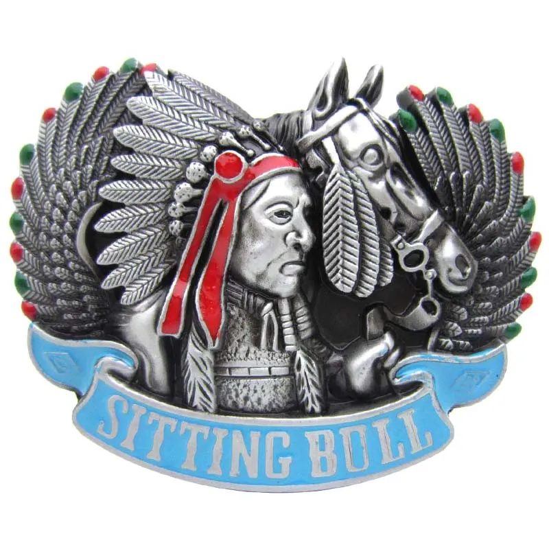 Сидячая Булл индейский шейный пряжка для ремня в западном стиле|belt buckle|belt buckle