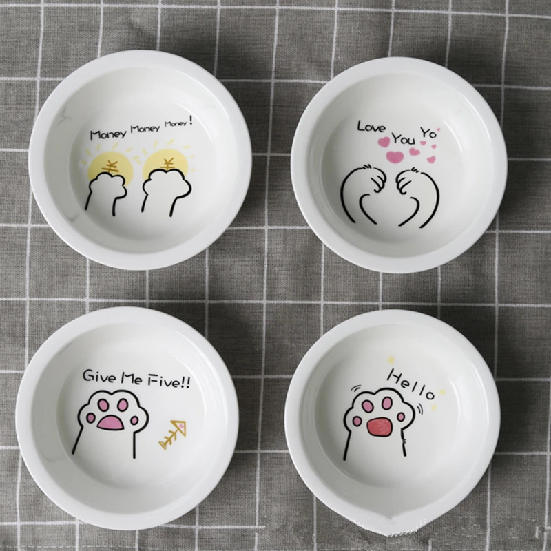 Ceramic Bowl Pet Food Supplies Cute Cat Bowl Water Basin Dog Pot Pet Drinking Eat Bowl Round Ceramic Bowl Feeders Pet Supplies