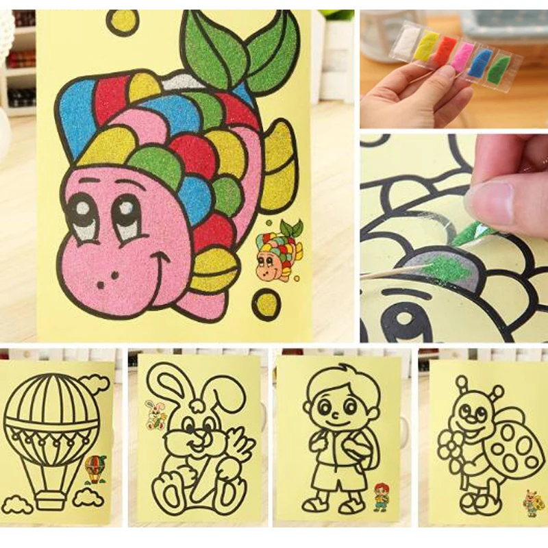 5 шт./компл. мультфильм DIY раскраска на основе песчаной живописи бумажный набор