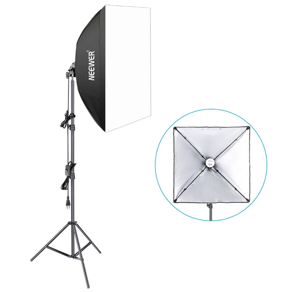 Neewer 350W 5500K Фотостудия софтбокс светильник ing комплект: 60x60 см рассеиватель + 85W
