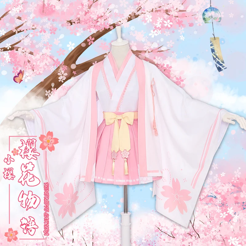 Аниме! Cardcaptor Sakura Kinomoto Сакура кимоно вишня красивая форма костюм для косплея на