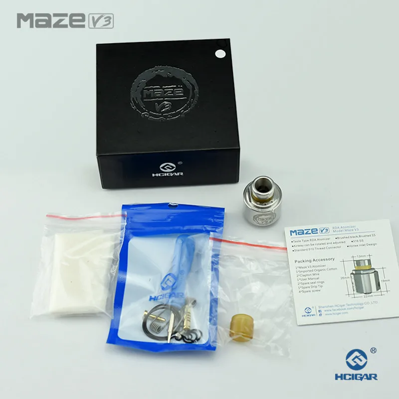 Оригинал Hcigar дизайн лабиринт V3 rda распылителя с нижней подачи pin электронные