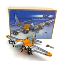 funny adult collection retro wind up toy metal tin flying fortress bomber propeller plane clockwork toy model vintage toy gift