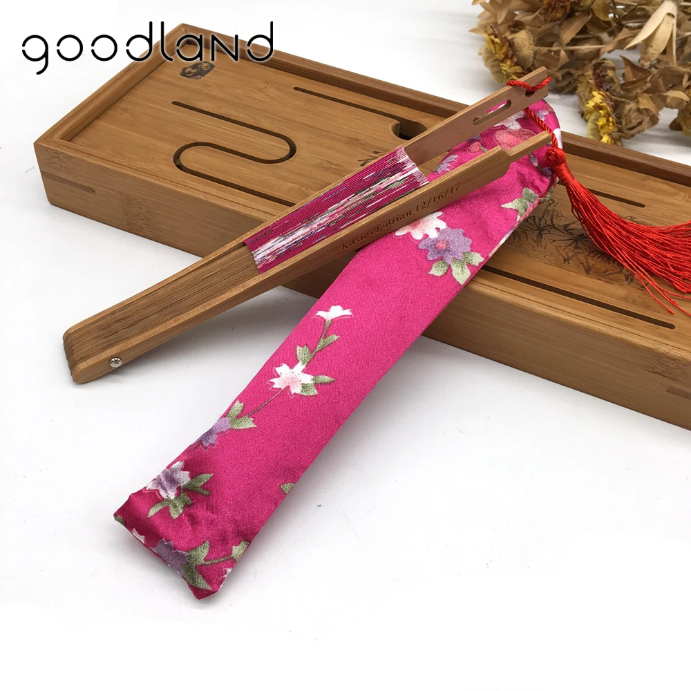 Wholesale 50pcs/lot Print Personalized /Customized Cherry Blossom Japanese Chinese Handmade Pocket Fan with Gift Bags Mariage | Дом и сад