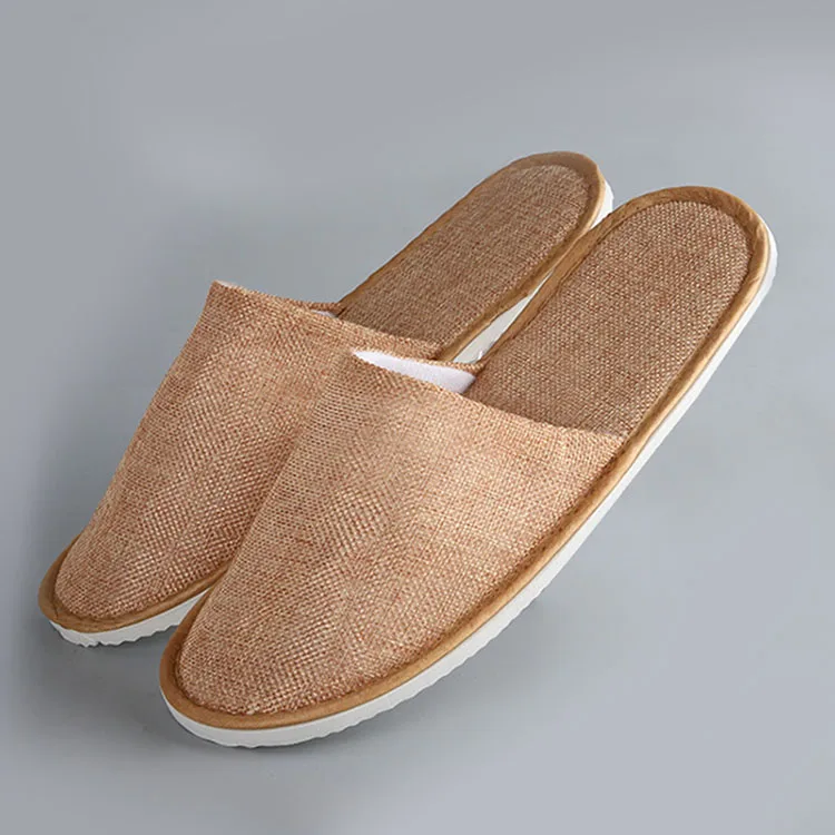 New Home Slippers Hotel Beauty Salon Travel Disposable Slippers Couple Models Linen Soft Comfortable Light Room Slippers Men