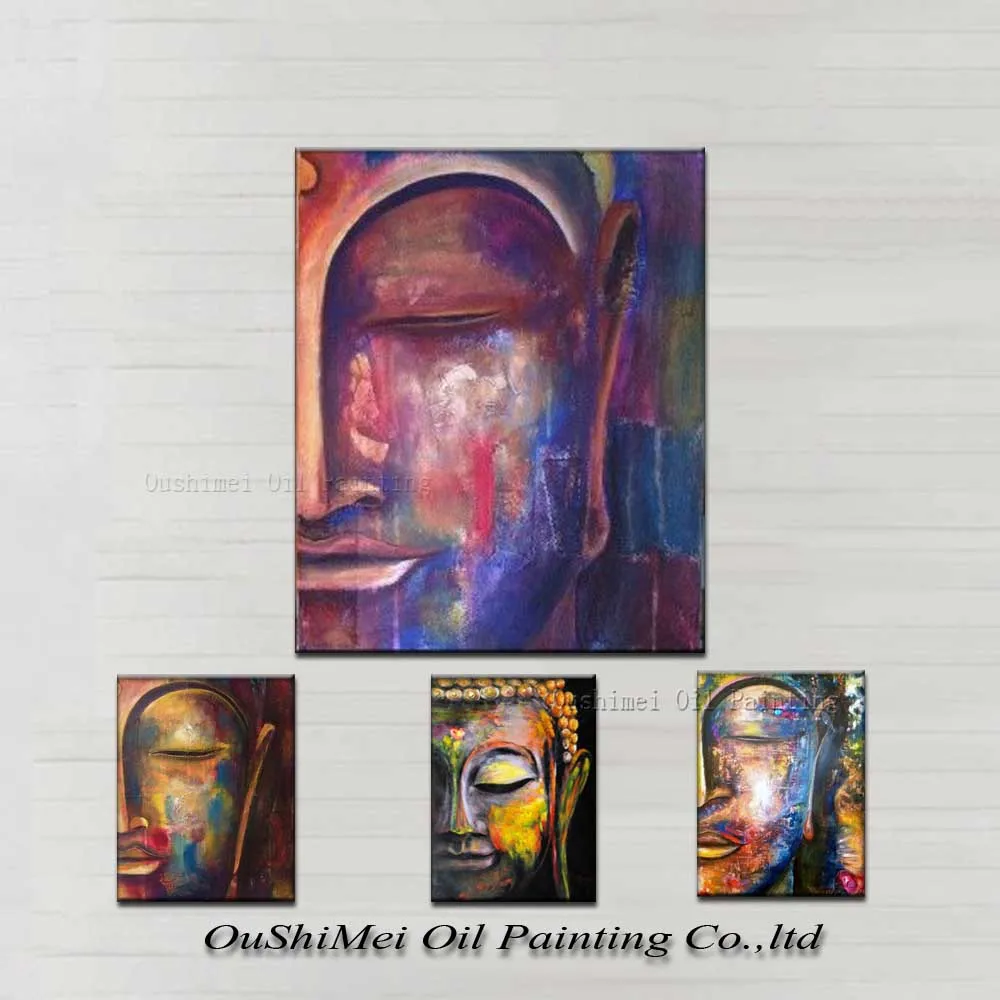 Высокое Качество ручная роспись Красочная картина маслом Будда настенное