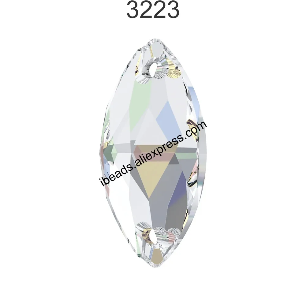 Оригинальные кристаллы Swarovski 3223 Navette Sew-on Crystal Stone Marquise Стразы Loose Бисер для одежды