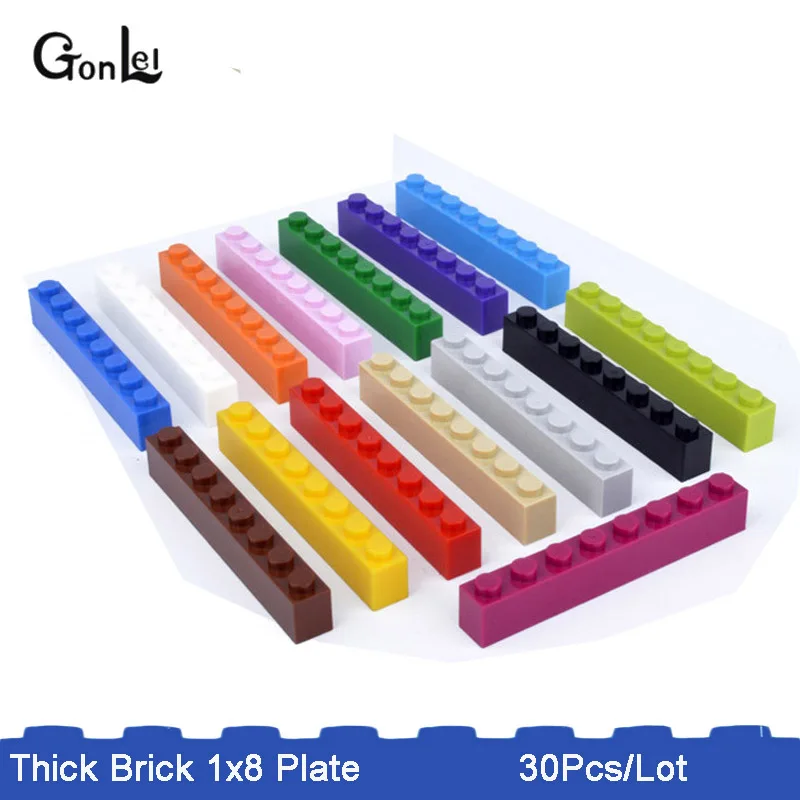 30 шт./лот MOC * Brick 1x8 (3h)* 3008 DIY enlighten Block Bricks Toys совместим с Rebrickable Parts 3008|Блочные