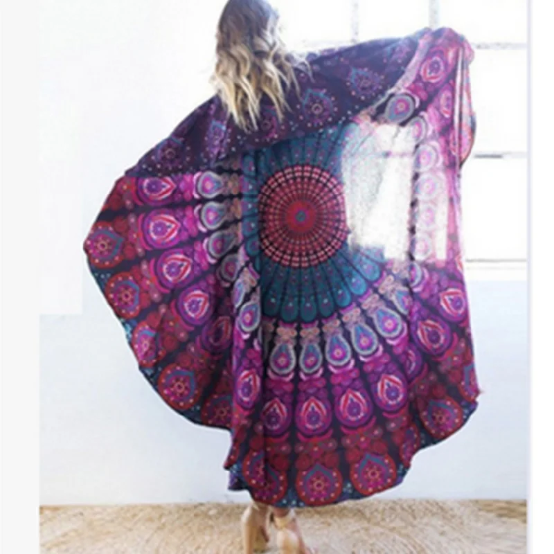 Круглое пляжное полотенце в богемном стиле шаль банное с принтом коврик для йоги