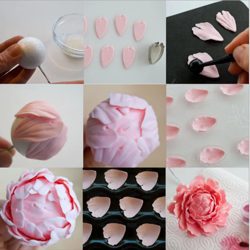 4 шт./компл. цветок пиона печенья набор из быстрорежущей инструментальной стали 3D