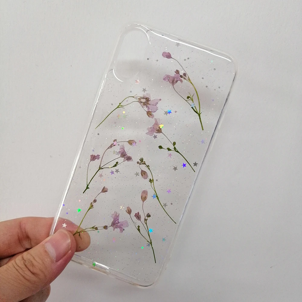 Настоящие сухие цветы чехол для телефона для iPhone X XS MAX XR Мягкий ТПУ красивый прессованный задний Чехол для iPhone 8 7 6S Plus 11 pro max чехол s