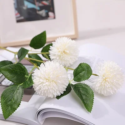 White Xuanxiaotong 1 шт. 3 головы большие ветви одуванчика искусственные цветы для дома свадебные украшения стола Осенняя Цветочная композиция - Цвет: White