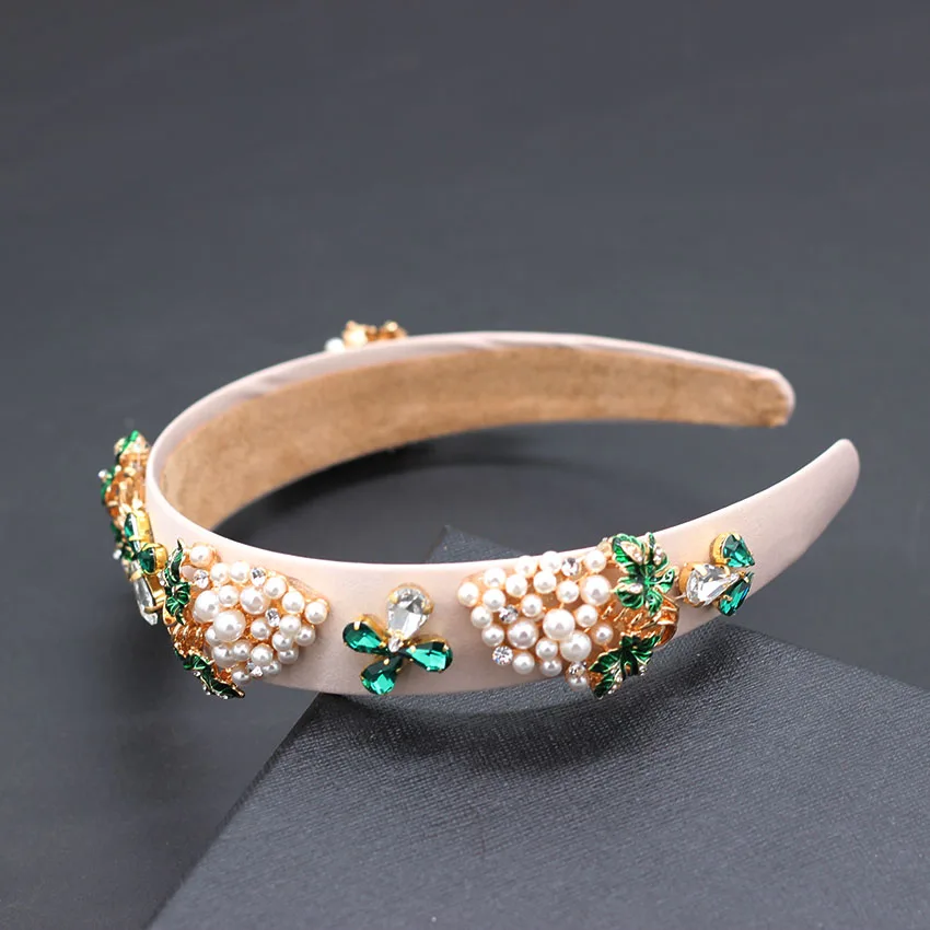 Heavy duty color rhinestone crystal wild headband Baroque plant color rhinestone sunflower pineapple pearl dance headband 876