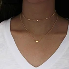 Простое золотое ожерелье в форме сердца для женщин, многослойное ожерелье с шариками на шею, колье, ожерелье, женское эффектное ожерелье