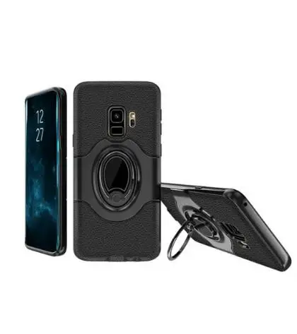 Черный Для samsung Galaxy S7 край автомобили случае магнитное кольцо держатель задняя крышка телефона чехол протектор для Galaxy S9 S9 плюс s8 Note8 - Цвет: Черный