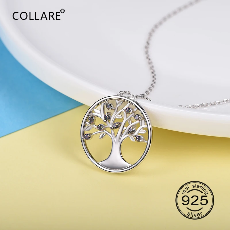 Женское ожерелье из серебра 100% пробы с кулоном в виде дерева жизни|tree of life pendant|tree