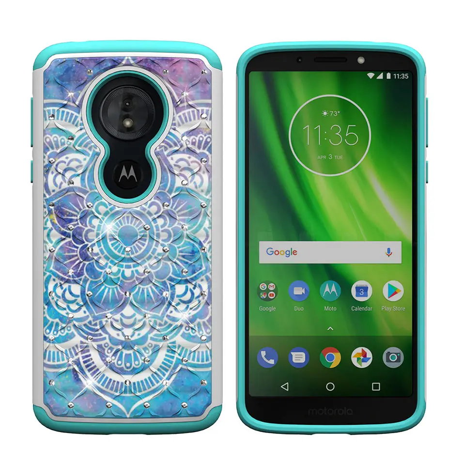 Для Motorola Moto E4 E5 Play Fashion diamond flash back чехол для G6 играть высокое качество 2-в-1 TPU + PC