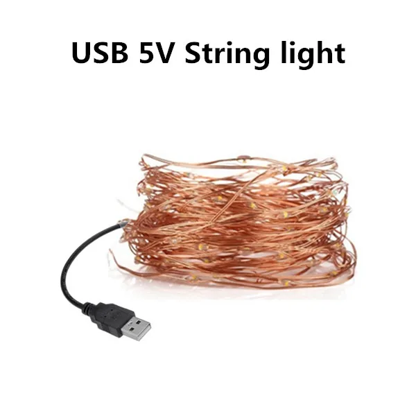 USB string light Рождественский светильник 5/10 м водонепроницаемый пульт дистанционного управления Сказочный светильник s батарея USB работающий украшение 8 режимов таймер светодиодный медный провод - Испускаемый цвет: USB string light