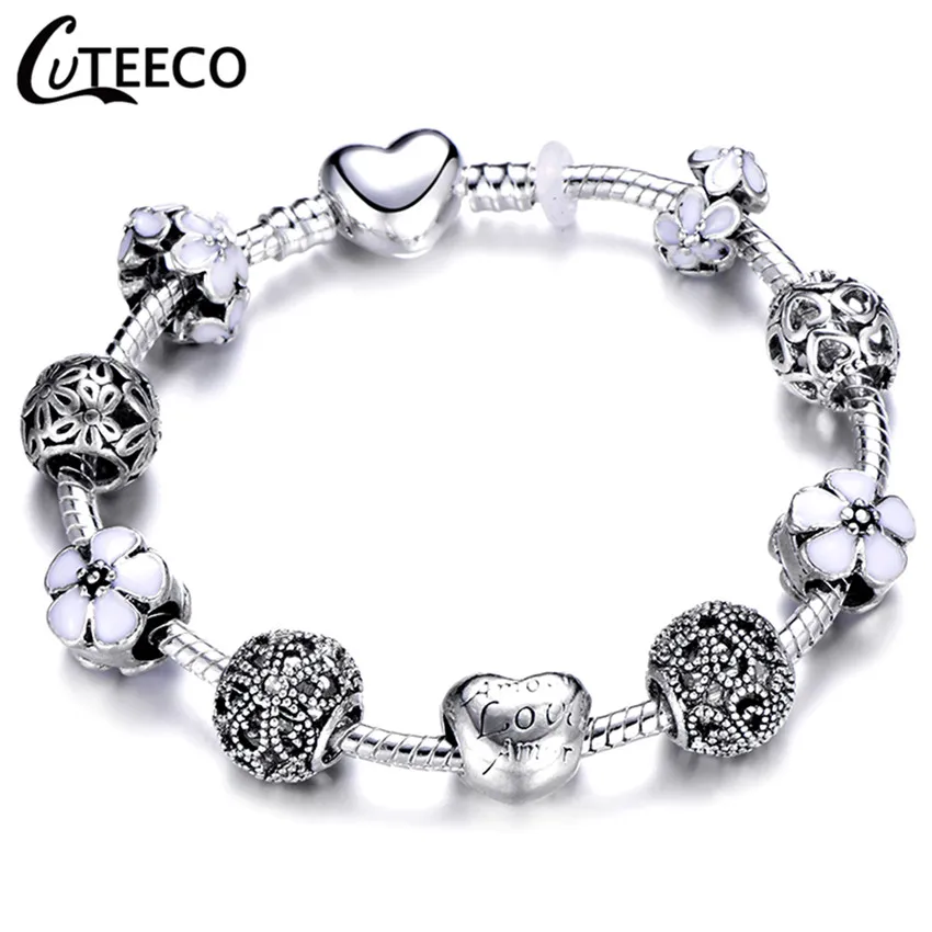 CUTEECO очаровательный браслет посеребренные полые муранские Бусины Подходят горячая Распродажа бренд браслеты для женщин ювелирные изделия - Окраска металла: AE0283