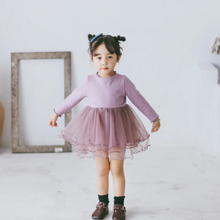 

Children's Wear 2018 Korean Girls Pure Color Dress