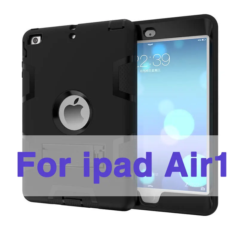 for iPad Air 1 Для ipad air 1 2 нескользящий детский безопасный Гибридный противоударный силиконовый резиновый однотонный чехол для ipad 5 6 защитный чехол Капа+ пленка - Цвет: for iPad Air 1