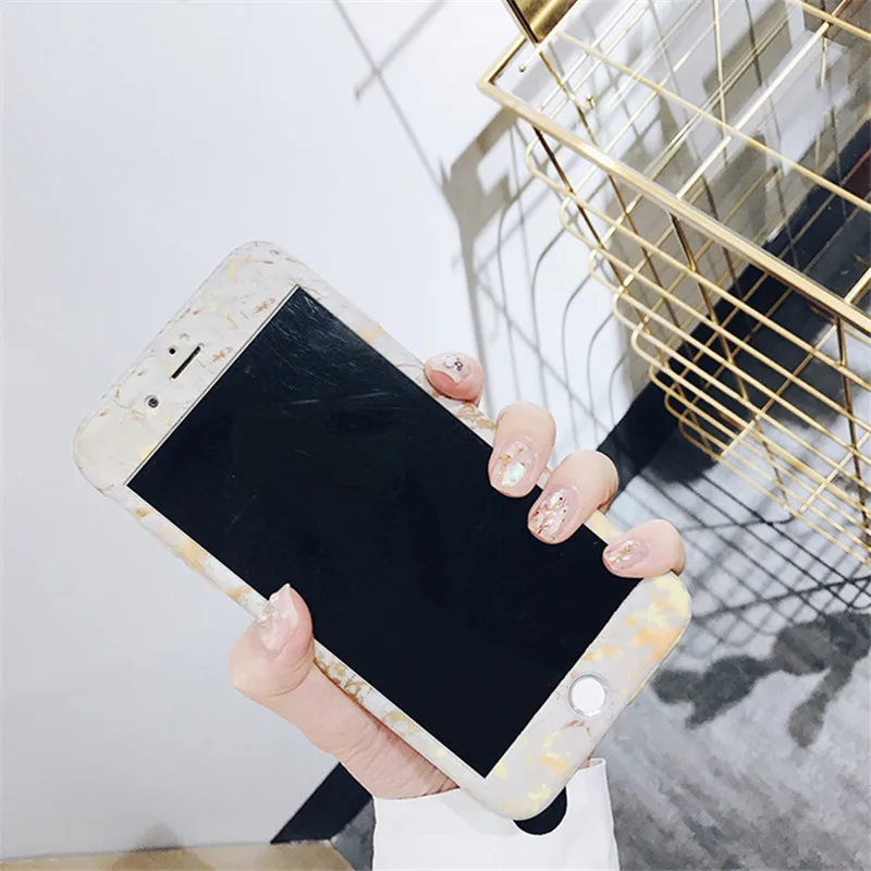 QINUO 360 градусов полный Чехол для iPhone 5 6 6s 8 7 Plus модный мраморный матовый чехол с