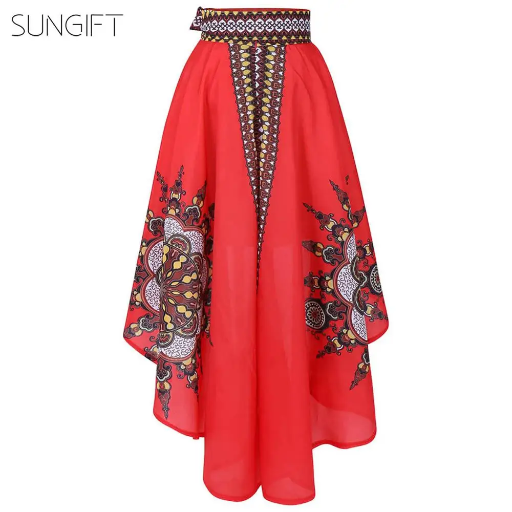 SUNGIFT новинка 2019 платье в африканском стиле с узелком и этническим принтом юбка