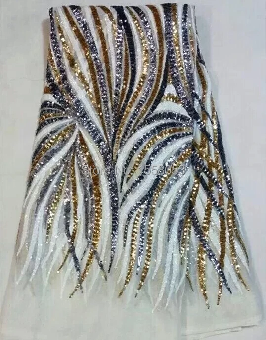 Африканский гипюр кружева блесток сетка ткань Африканская вышитая свадебное