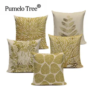 Декоративная наволочка для подушки современная простая Подушка Popper Геометрическая растительная благородная Золотая деревья лист на заказ льняная наволочка для дивана