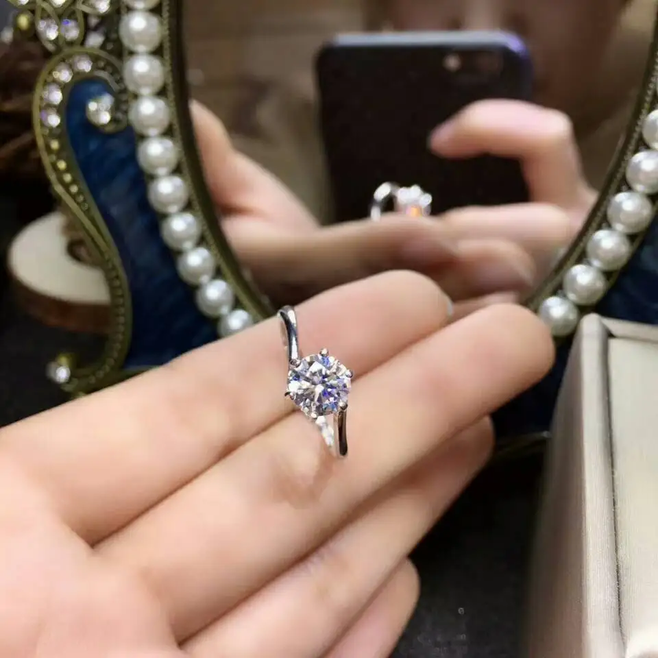 [MeiBaPJ Moissanite драгоценный камень Мода 2 карата бриллиантовое кольцо D Цвет VVS 925 Серебро Хорошие Свадебные украшения для женщин