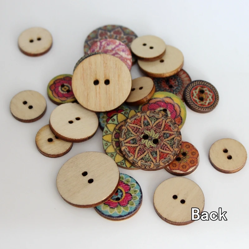 50 шт./лот Разноцветные деревянные пуговицы для скрапбукинга в винтажном стиле