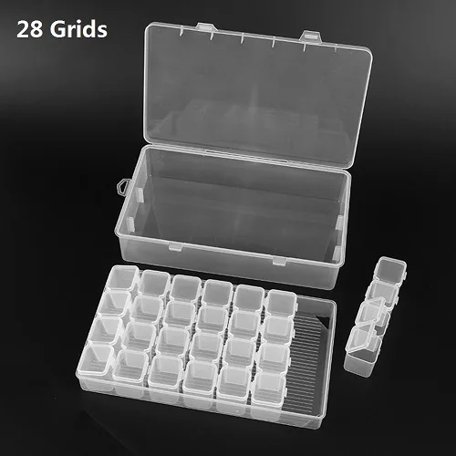 28 Grids Clear 12/28/64 прозрачные сетки Пластик алмаз коробка для хранения DIY алмазная живопись дрель Чехол Органайзер коробка для алмазной живописи Инструмент Контейнер - Цвет: 28 Grids Clear
