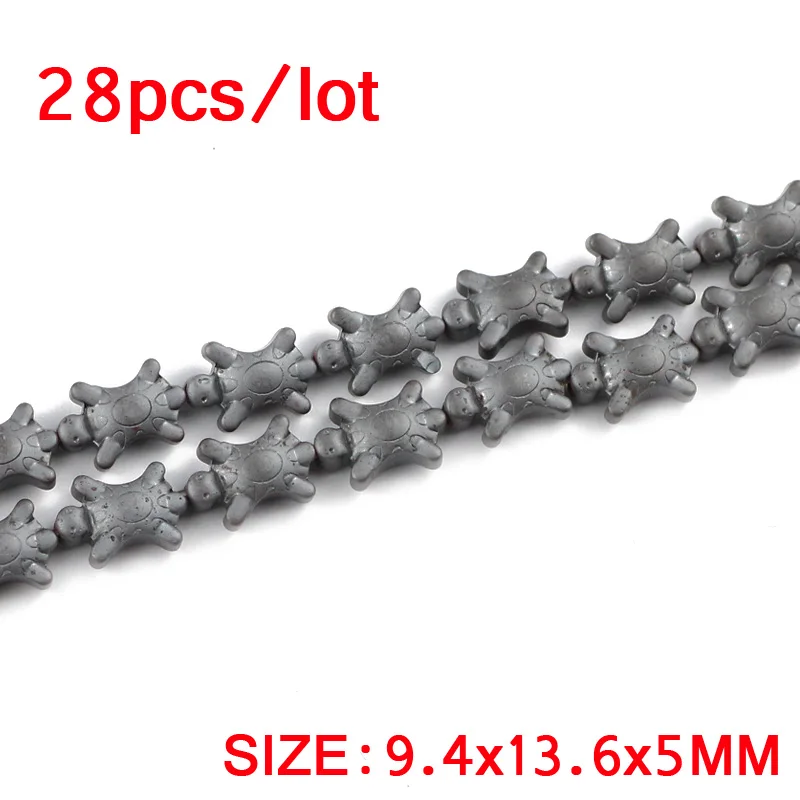 Matte 28pcs JHNBY матовые/Гладкие бусины в форме черепахи, черный гематит, натуральный камень, свободные бусины, ювелирные изделия, браслеты и ожерелья, сделай сам - Цвет: Matte 28pcs