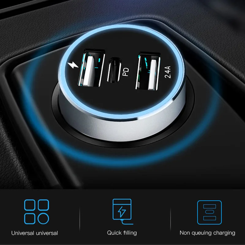 Allvcover 48 Вт QC 3 0 Тип usb c PD автомобиля Зарядное устройство для iPhone Двойной C Quick Charge